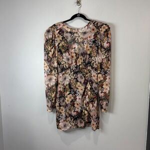 ASTR The Label Floral Metallic Stripe Long Sleeve Mini‎ Dress Womens Medium M